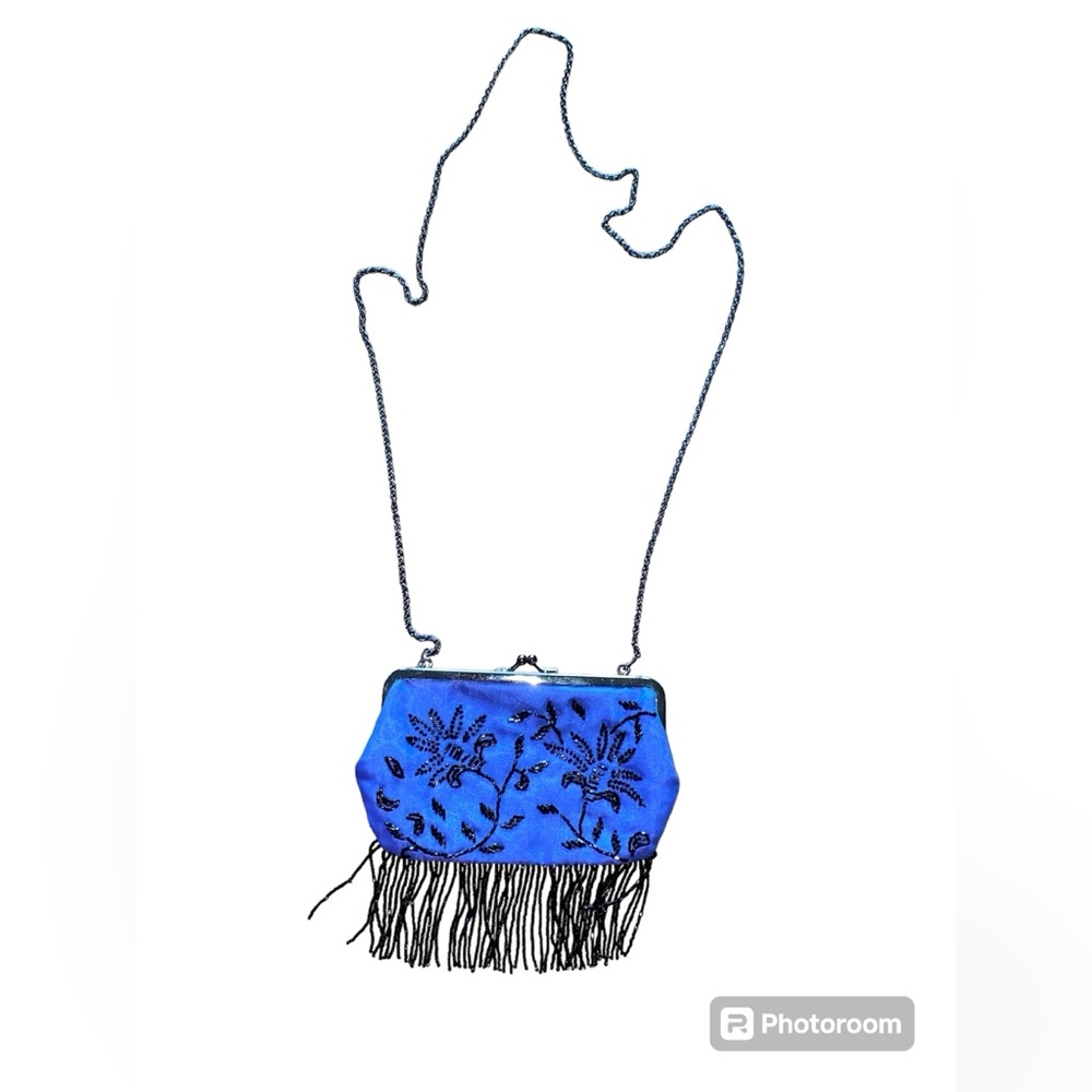 Cache satin hand beaded evening bag